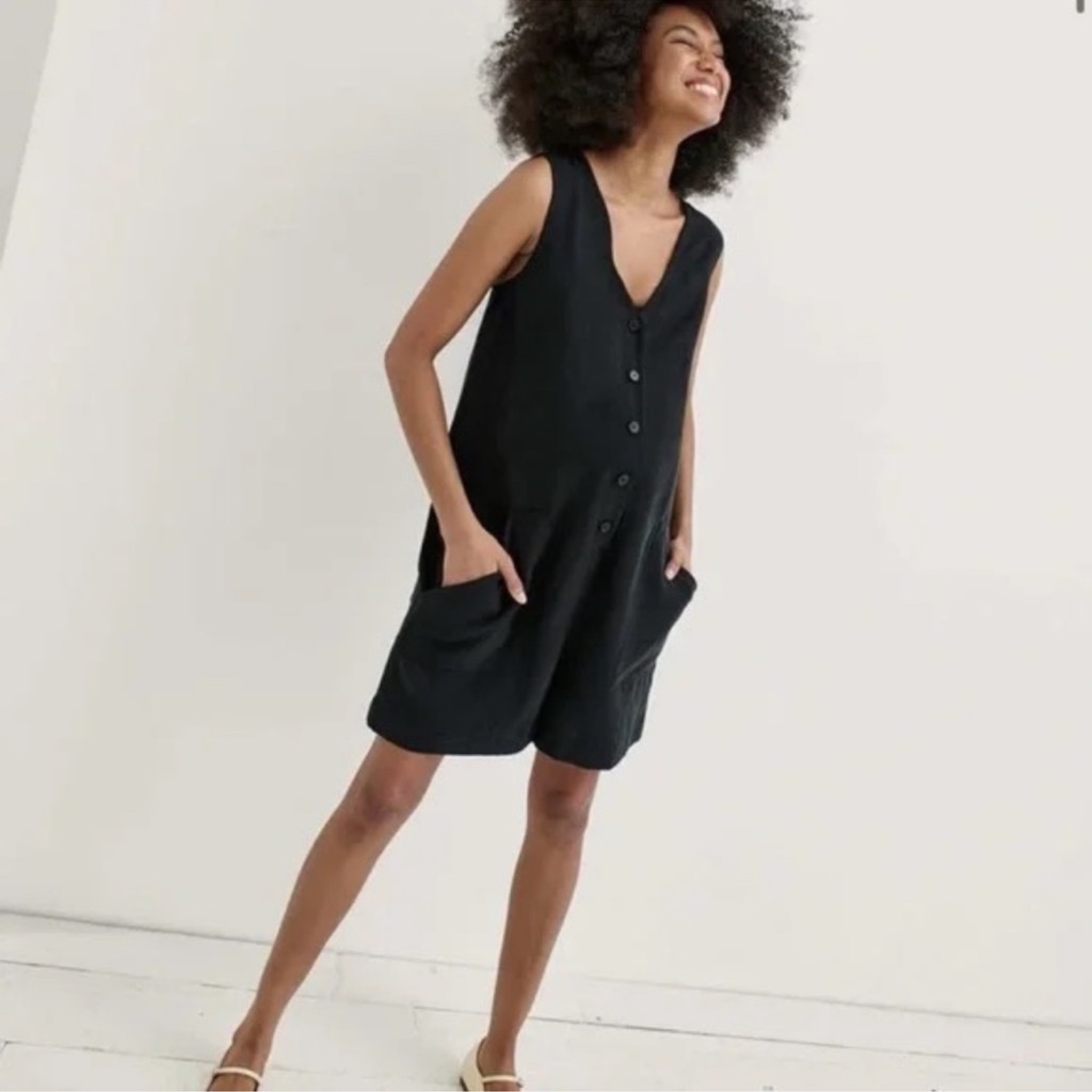 Hatch Maternity Black Sleeveless Button-Front Romper Size 2 Nwot